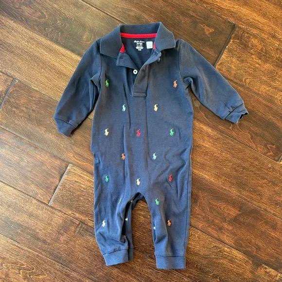 Ralph Lauren Navy One Piece with Colorful Embroidery - Picture 4 of 5